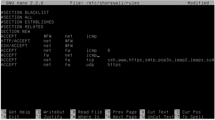 Edit Shorewall Rules file